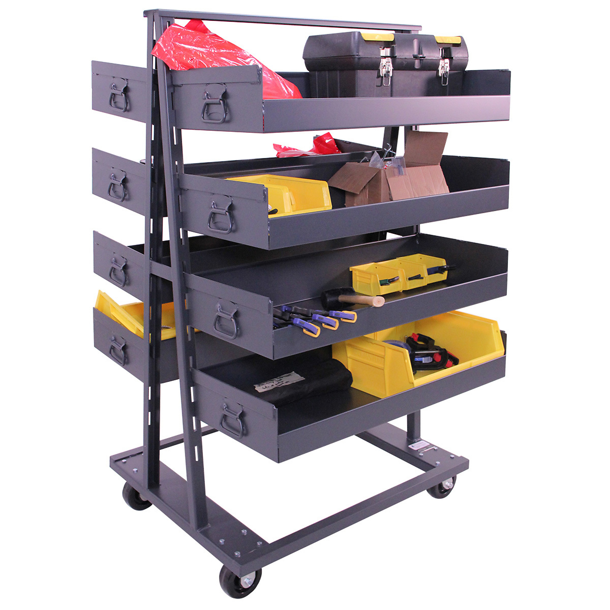 Valley Craft, Heavy Duty A-Frame Cart, 2-Sided, Total Capacity 2500 lb, Shelves (qty.) 8, Material Steel, Model# F89067VCGY